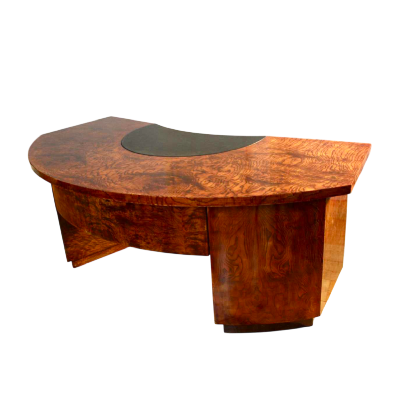 Andrée Putman (attribué) bureau demi-cercle“en bois de frêne, design français 1960-80