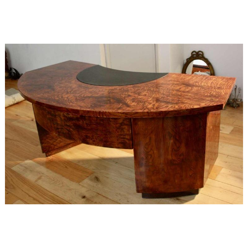 Andrée Putman (attribué) bureau demi-cercle“en bois de frêne, design français 1960-80