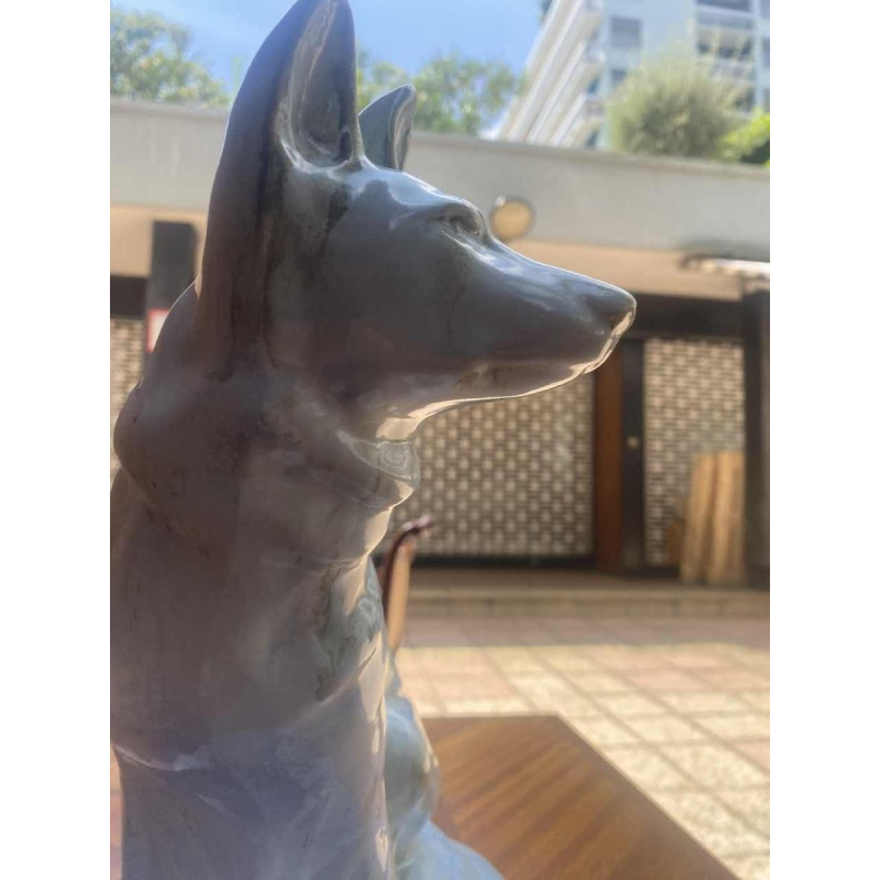 Sculptuur van een hond (herder) Art Deco keramiek, aardewerk Moulin Des Loups Orchies