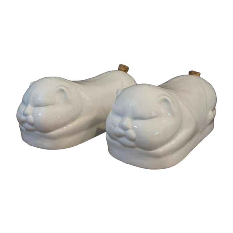 Paire de coussins repose-tête de fumeur d'opium en porcelaine, Chine ca 1920