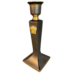 VERSACE GIANNI ROSENTHAL "GORGONA" Candlestick Candelabra Black / Gold Porcelain