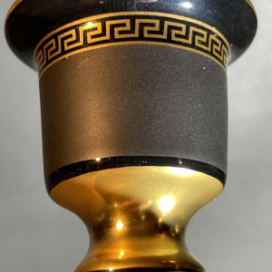 VERSACE GIANNI e´dition ROSENTHAL "GORGONA" Bougeoir Noir / Dore´ Porcelaine