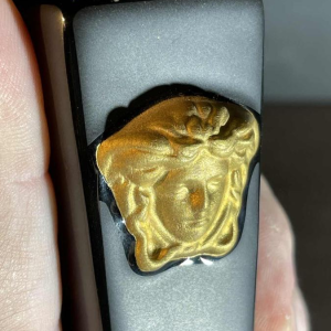 VERSACE GIANNI e´dition ROSENTHAL "GORGONA" Bougeoir Noir / Dore´ Porcelaine