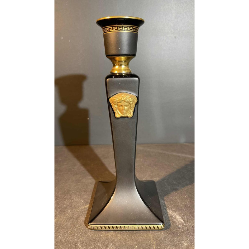 VERSACE GIANNI ROSENTHAL "GORGONA" Candlestick Candelabra Black / Gold Porcelain