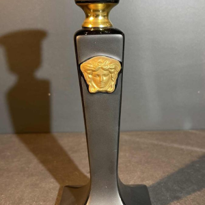 VERSACE GIANNI e´dition ROSENTHAL "GORGONA" Bougeoir Noir / Dore´ Porcelaine