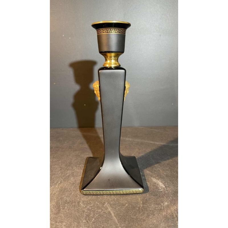 VERSACE GIANNI ROSENTHAL "GORGONA" Candlestick Candelabra Black / Gold Porcelain
