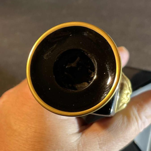 VERSACE GIANNI e´dition ROSENTHAL "GORGONA" Bougeoir Noir / Dore´ Porcelaine