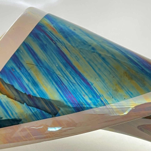 Verceram or Camillo Lusso, free-form, sculptural iridescent ceramic vase, ca 1960-70