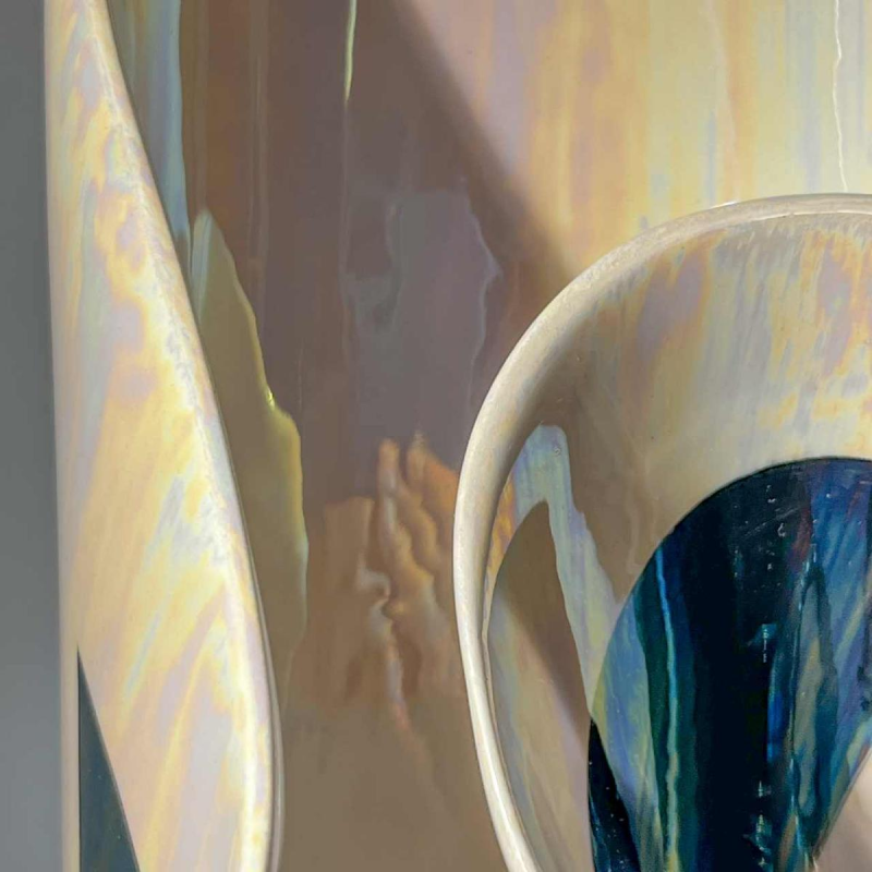 Verceram or Camillo Lusso, free-form, sculptural iridescent ceramic vase, ca 1960-70
