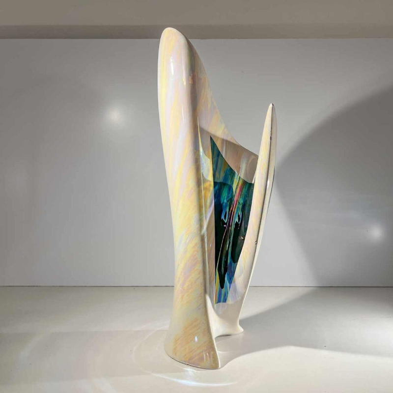 Verceram of Camillo Lusso, vrijgevormde, sculpturale iriserende keramische vaas, ca. 1960-70