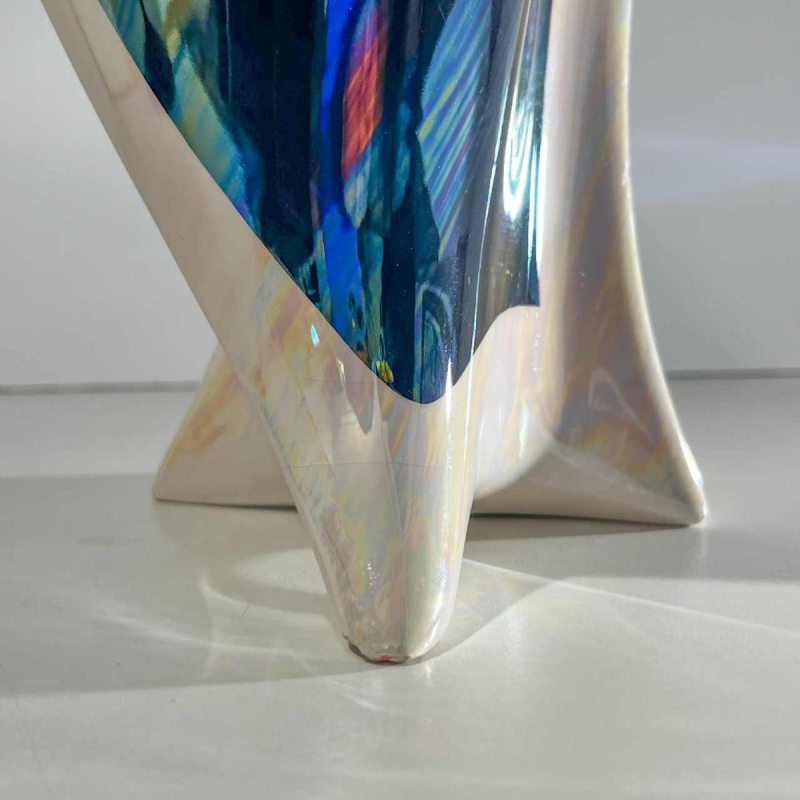 Verceram ou Camillo Lusso, vase de forme libre et sculpturale irisé en céramique, ca 1960-70