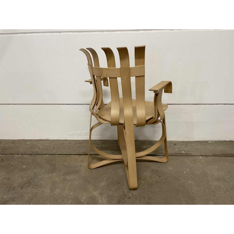 FRANK GEHRY / KNOLL International, pair of “Hat Trick“ armchairs, maple slats, 1994