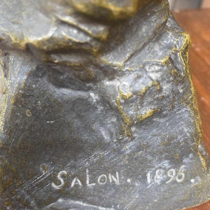 Emmanuel Villanis Jonge vrouw Art Nouveau sculptuur, bronzen buste gesigneerd, 1896