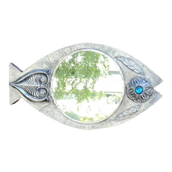 Flament J, Fish mirror with pewter leaves