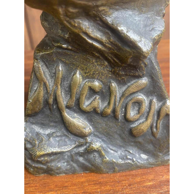 Emmanuel Villanis "Jeune femme" sculpture Art Nouveau, buste en bronze signé, daté 1896