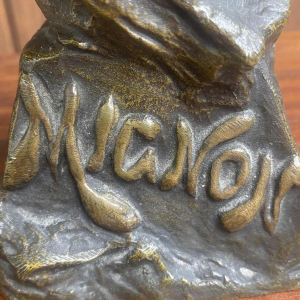 Emmanuel Villanis "Jeune femme" sculpture Art Nouveau, buste en bronze signé, daté 1896