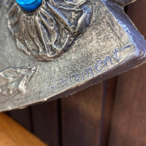 Flament J, spiegel 'Vis' met tinnen blaadjes