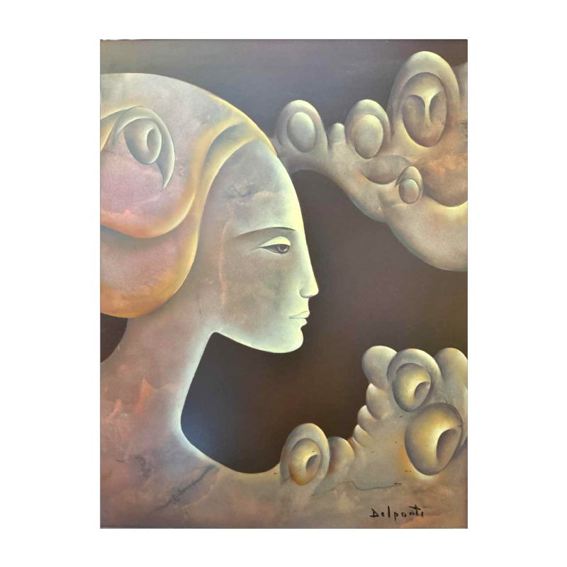 Charles DELPORTE 'Comme une fée' schilderij olieverf op paneel, 1981