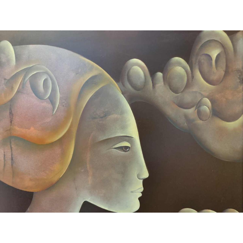 Charles DELPORTE 'Comme une fée' peinture huile sur panneau, 1981