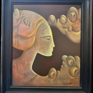 Charles DELPORTE 'Comme une fée' peinture huile sur panneau, 1981