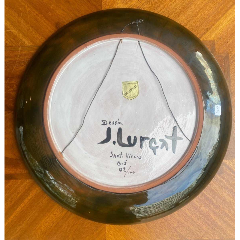 Grand plat signé Jean Lurçat à Sant Vicens Années 50-60