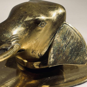 Deurklopper / presse-papier, bronzen olifant sculptuur, 19e eeuw