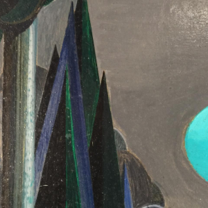 Jean Boquet "Turquoise Mountains", schilderkunst geometrische modernist, 1945