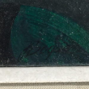 Jean Boquet "Montagnes turquoises" tableau moderniste géométrique, circa 1945