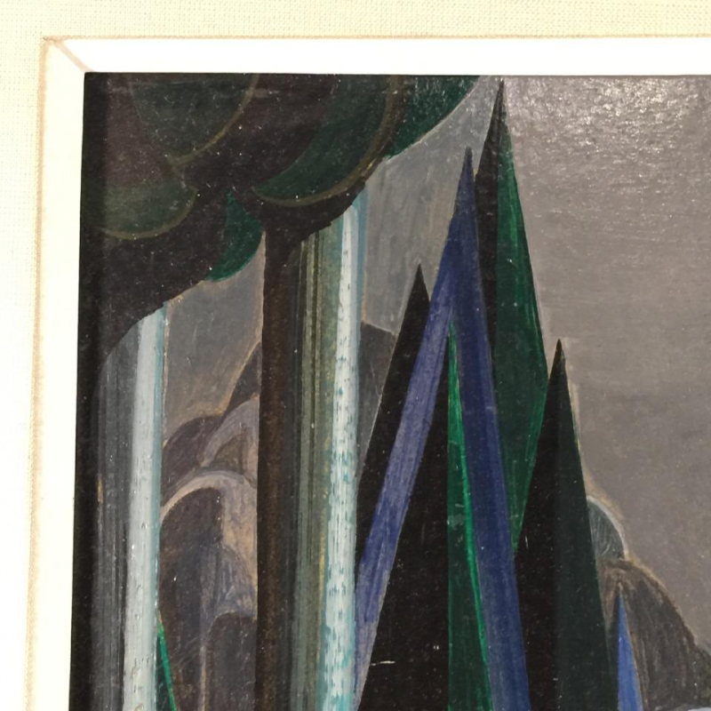 Jean Boquet "Turquoise Mountains", schilderkunst geometrische modernist, 1945