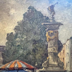 Albert DANDOY 'Namur - Engelenplein - de bloemenmars' schilderij olieverf op doek
