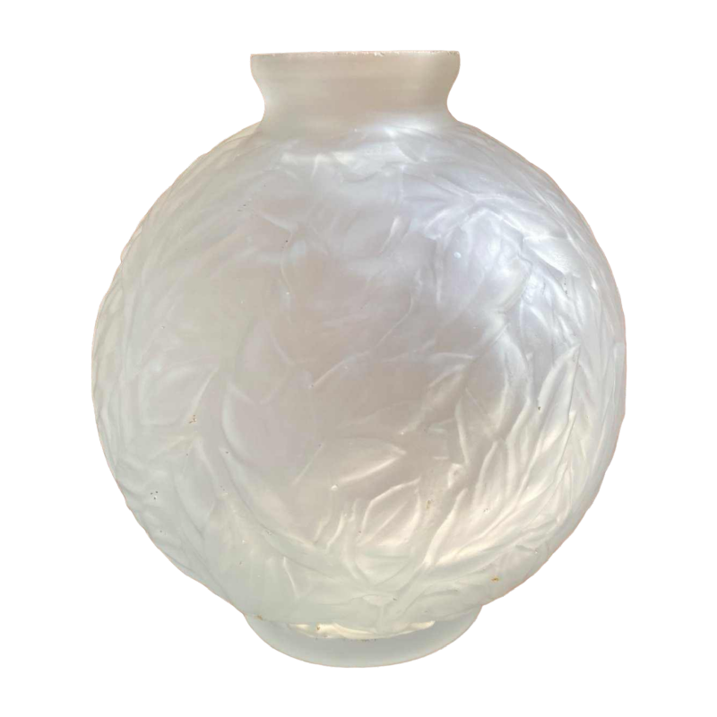 Art Deco vaas, persgegoten glas, gesigneerd Espaivet
