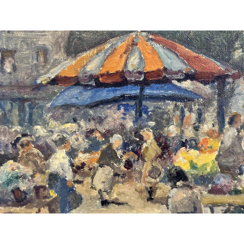 Albert DANDOY ‘Namur - Place de l'Ange - le marcher aux fleurs’ painting oil on canvas