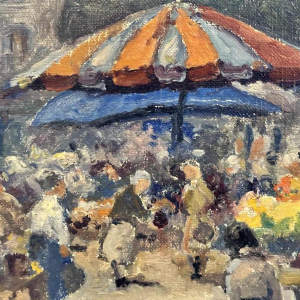 Albert DANDOY 'Namur - Place de lAnge - le marcher aux fleurs' peinture huile sur toile