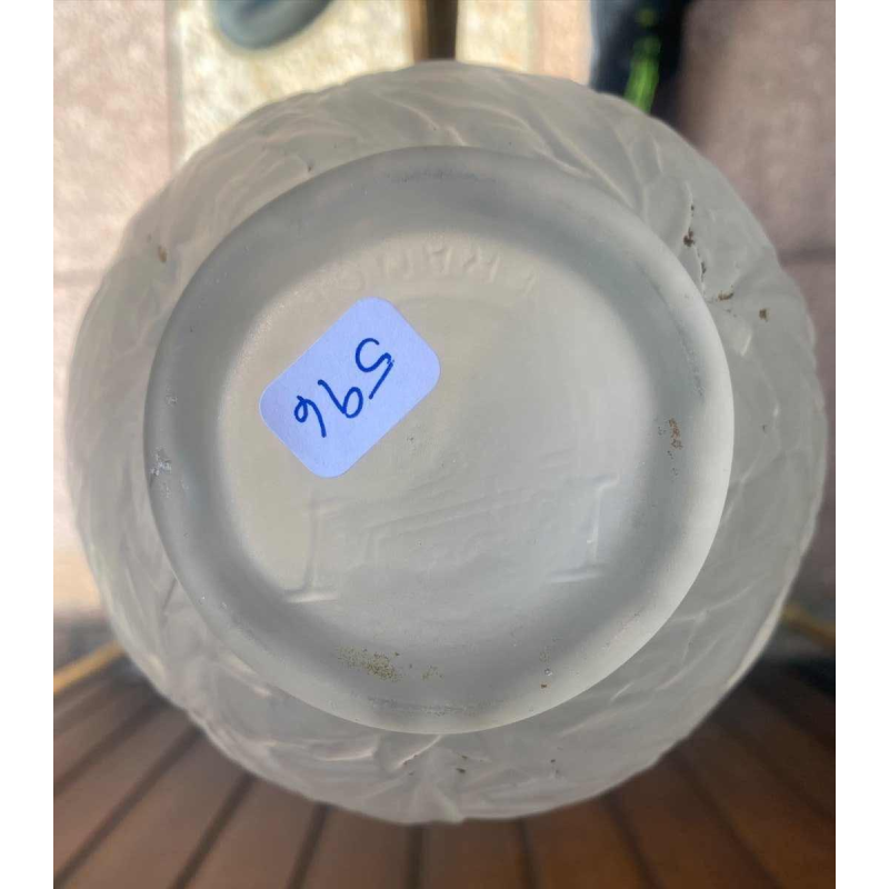 Art Deco vaas, persgegoten glas, gesigneerd Espaivet