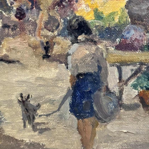 Albert DANDOY 'Namur - Engelenplein - de bloemenmars' schilderij olieverf op doek