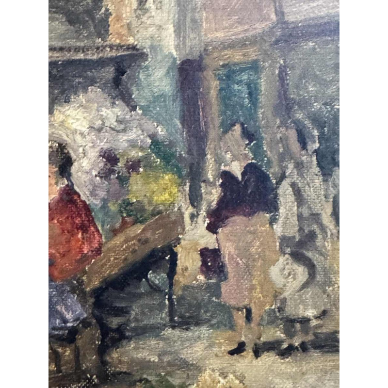 Albert DANDOY 'Namur - Place de lAnge - le marcher aux fleurs' peinture huile sur toile