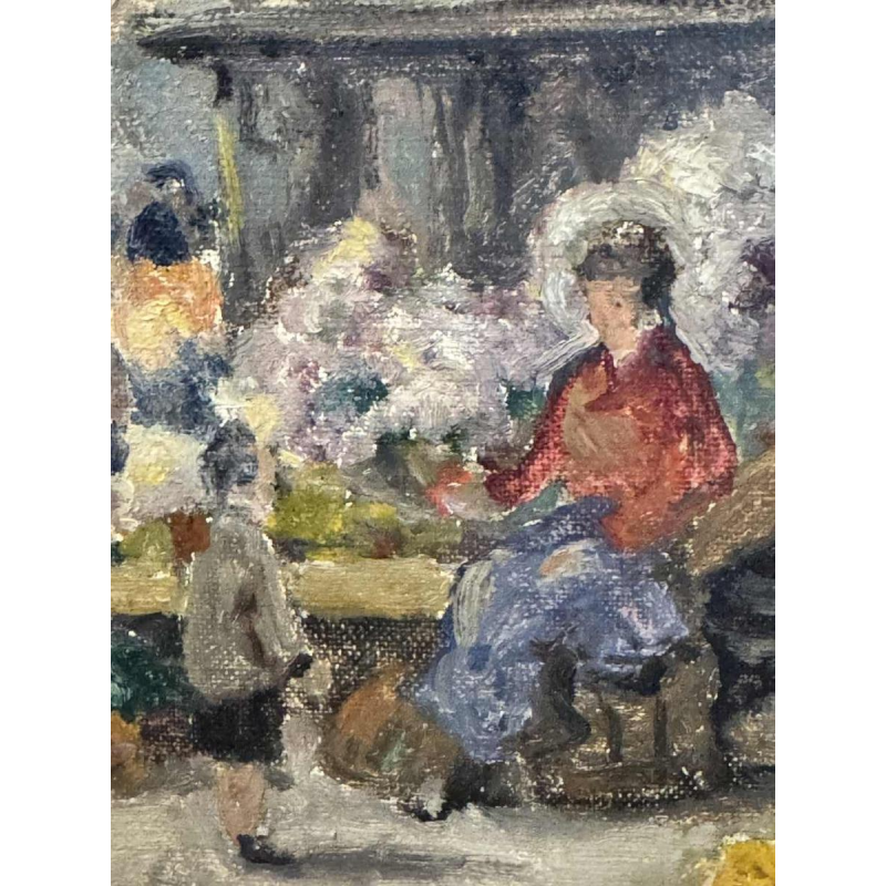 Albert DANDOY 'Namur - Engelenplein - de bloemenmars' schilderij olieverf op doek