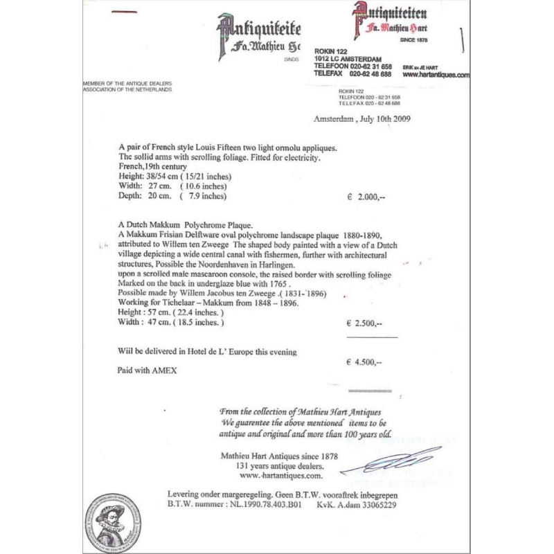 Makkum Delft Harligen, ovale keramische plaquette (57cm), Holland 19e eeuw