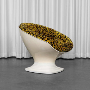 Raphael Raffel, Space Age armchair, ivory plastic shell, France 1970