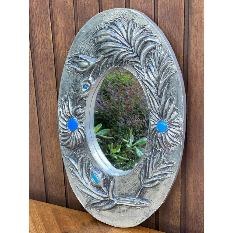Flament J, pewter leaf mirror
