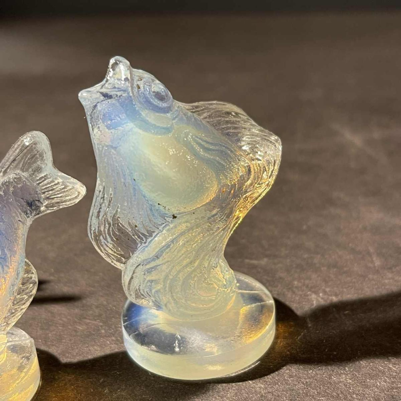 SABINO FRANCE, Ensemble 3 Sculptures Poissons Art DeÂ´co, Verre Opalescent PressÃ©