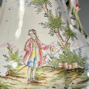 Joseph Gaspard Robert - Faïencerie de Marseille, paire de vases couverts polychromes, XVIIIe s