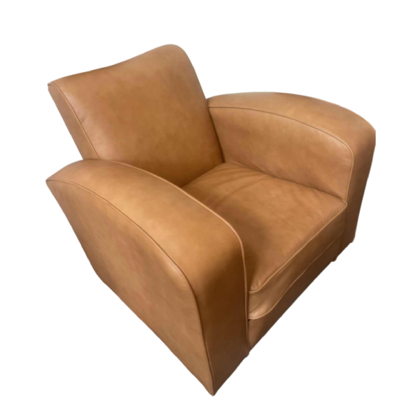 Jacques Adnet (attribué à) fauteuil Club Art Déco recouvert de cuir neuf, ca 1940