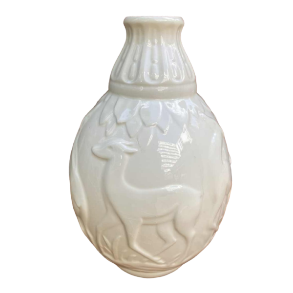 Boch / Keramis, Art Deco vase Aux biches monochrome white ceramic, shape 1161, ca 1930