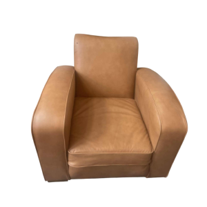 Jacques Adnet (attributed to) Art Deco club chair upholstered in new leather, ca 1940