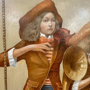 Jean-Claude Dingelstadt 'Three sisters' painting oil on wood, 20th century