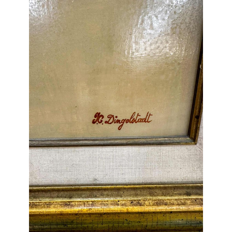 Jean-Claude Dingelstadt 'Drie zussen' shilderij olieverf op hout, 20e eeuw