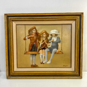 Jean-Claude Dingelstadt 'Three sisters' painting oil on wood, 20th century