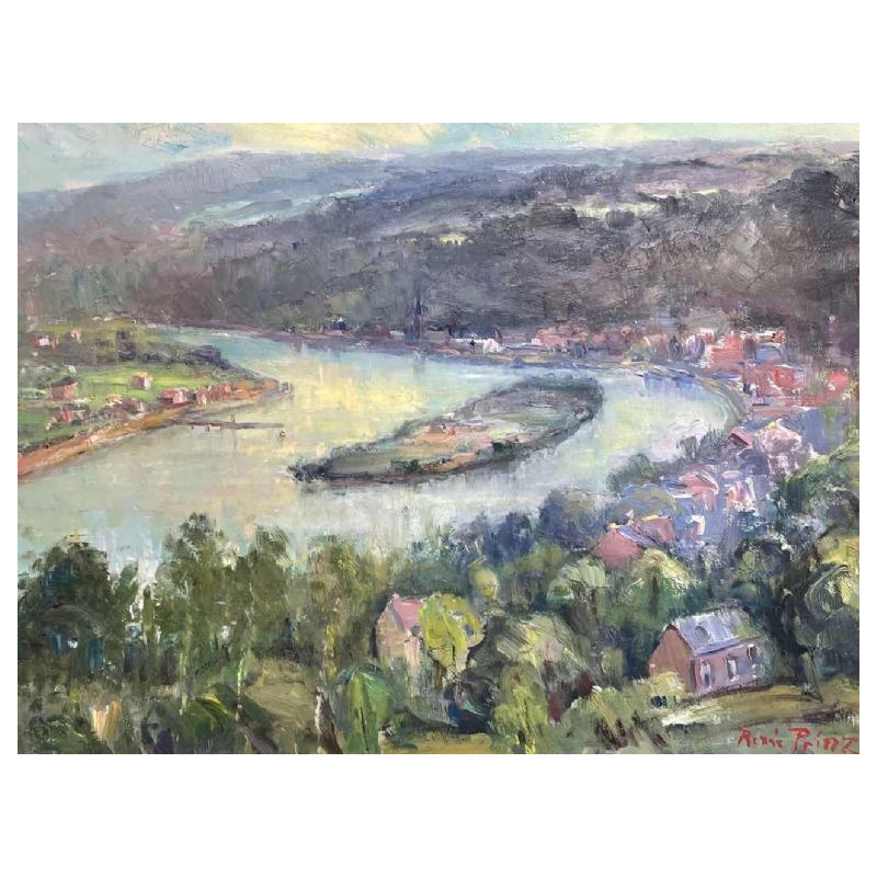 Renée PRINZ (1883-1973): Île vas-ty-frotte et panorama sur la Meuse à Wepion