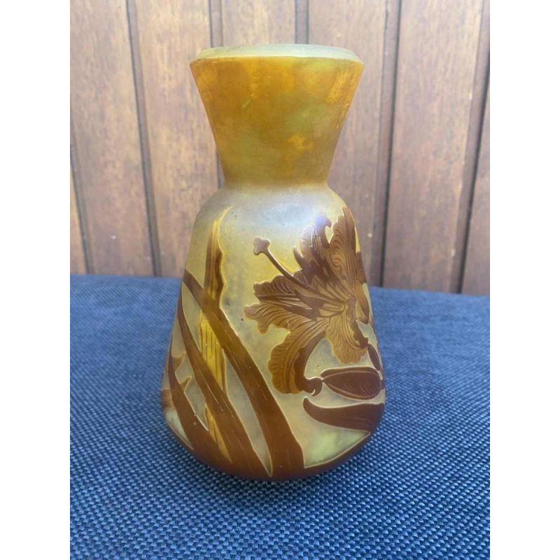 Emile Gallé, Art Nouveau pâte de verre vase with lily design, ca 1900